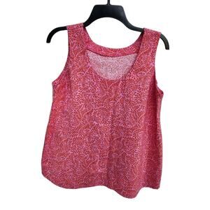 Sleeveless Tank Top Blouse Frog And Leaf All Over Print Pink On Pink Size Medium